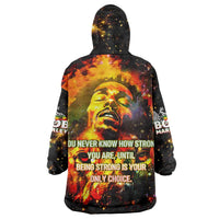 Bob King Of Reggae Wearable Blanket Hoodie Rastafari Lion - You Never Know How Strong You Are