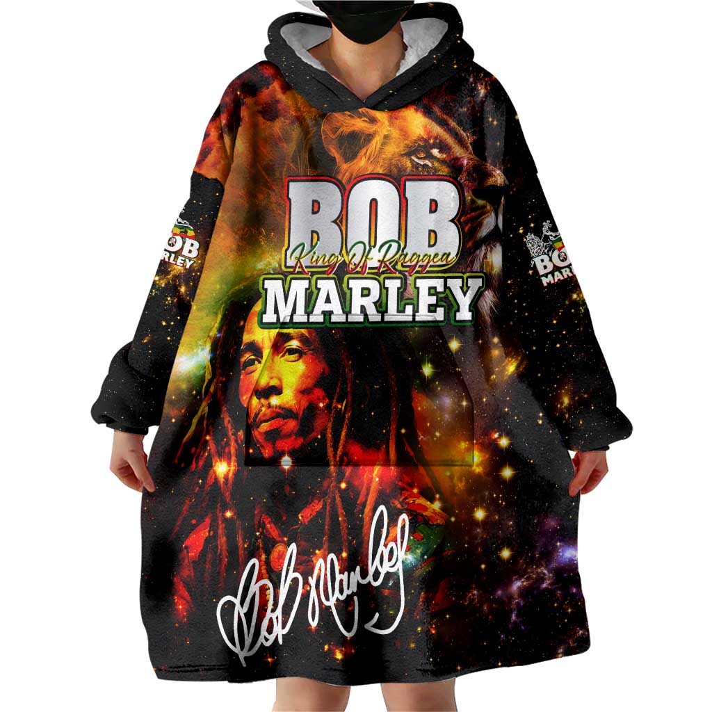 Bob King Of Reggae Wearable Blanket Hoodie Rastafari Lion - You Never Know How Strong You Are