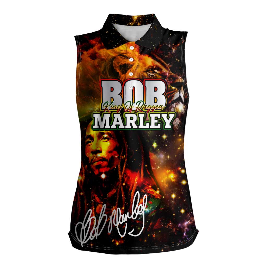 Bob King Of Reggae Women Sleeveless Polo Shirt Rastafari Lion - You Never Know How Strong You Are
