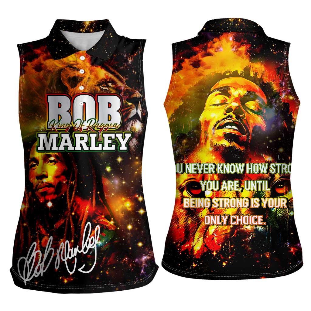 Bob King Of Reggae Women Sleeveless Polo Shirt Rastafari Lion - You Never Know How Strong You Are