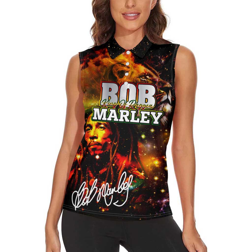 Bob King Of Reggae Women Sleeveless Polo Shirt Rastafari Lion - You Never Know How Strong You Are