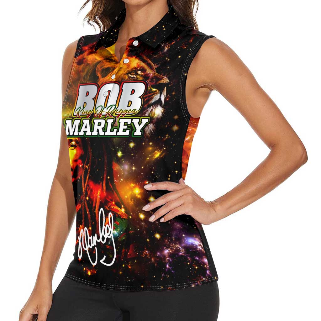 Bob King Of Reggae Women Sleeveless Polo Shirt Rastafari Lion - You Never Know How Strong You Are