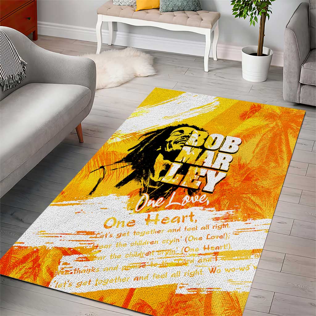 Legend Bob Reggae Area Rug One Love One Heart Tropical Leaf
