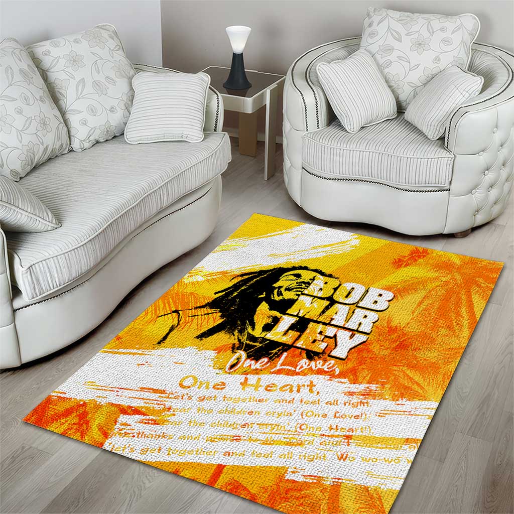 Legend Bob Reggae Area Rug One Love One Heart Tropical Leaf