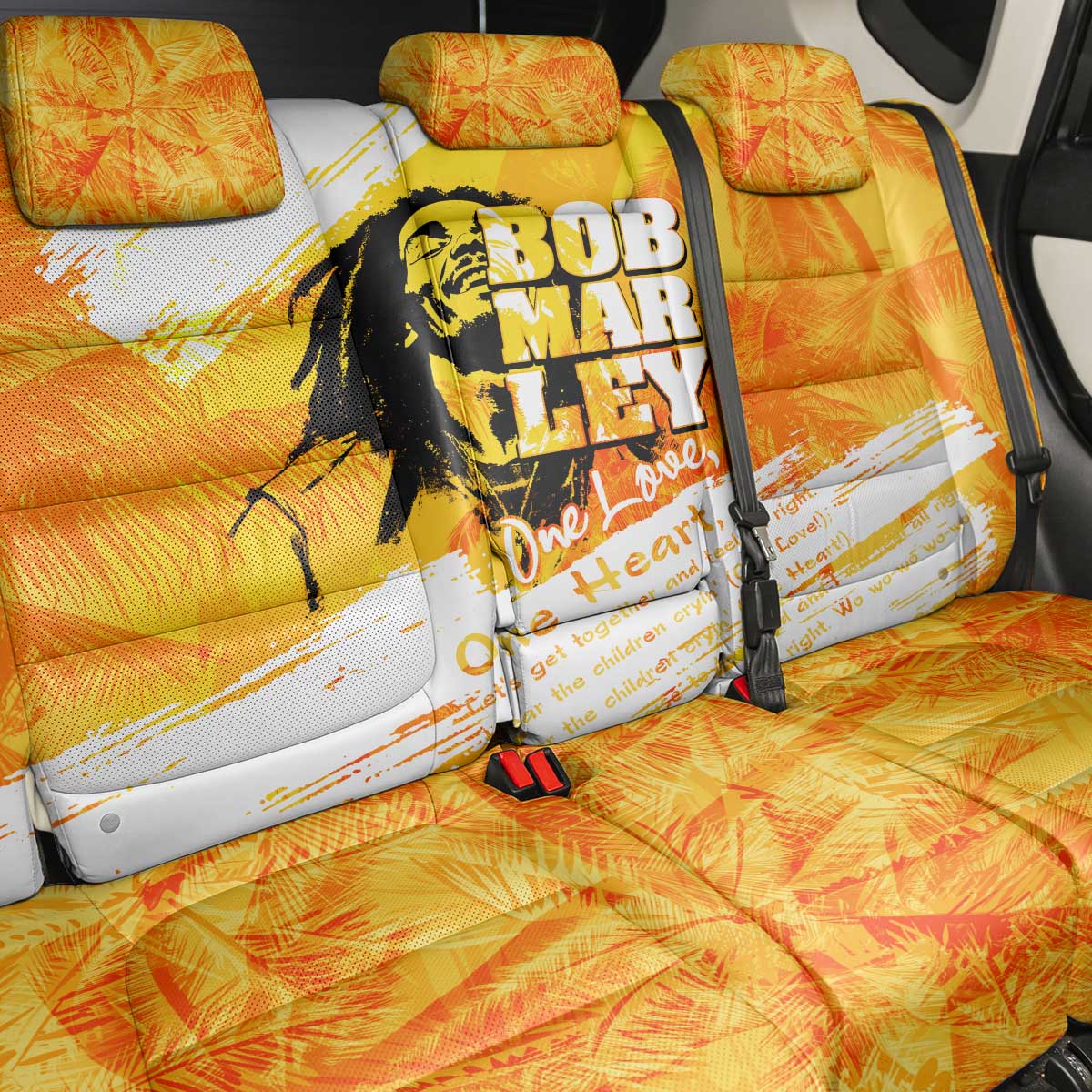 Legend Bob Reggae Back Car Seat Cover One Love One Heart Tropical Leaf