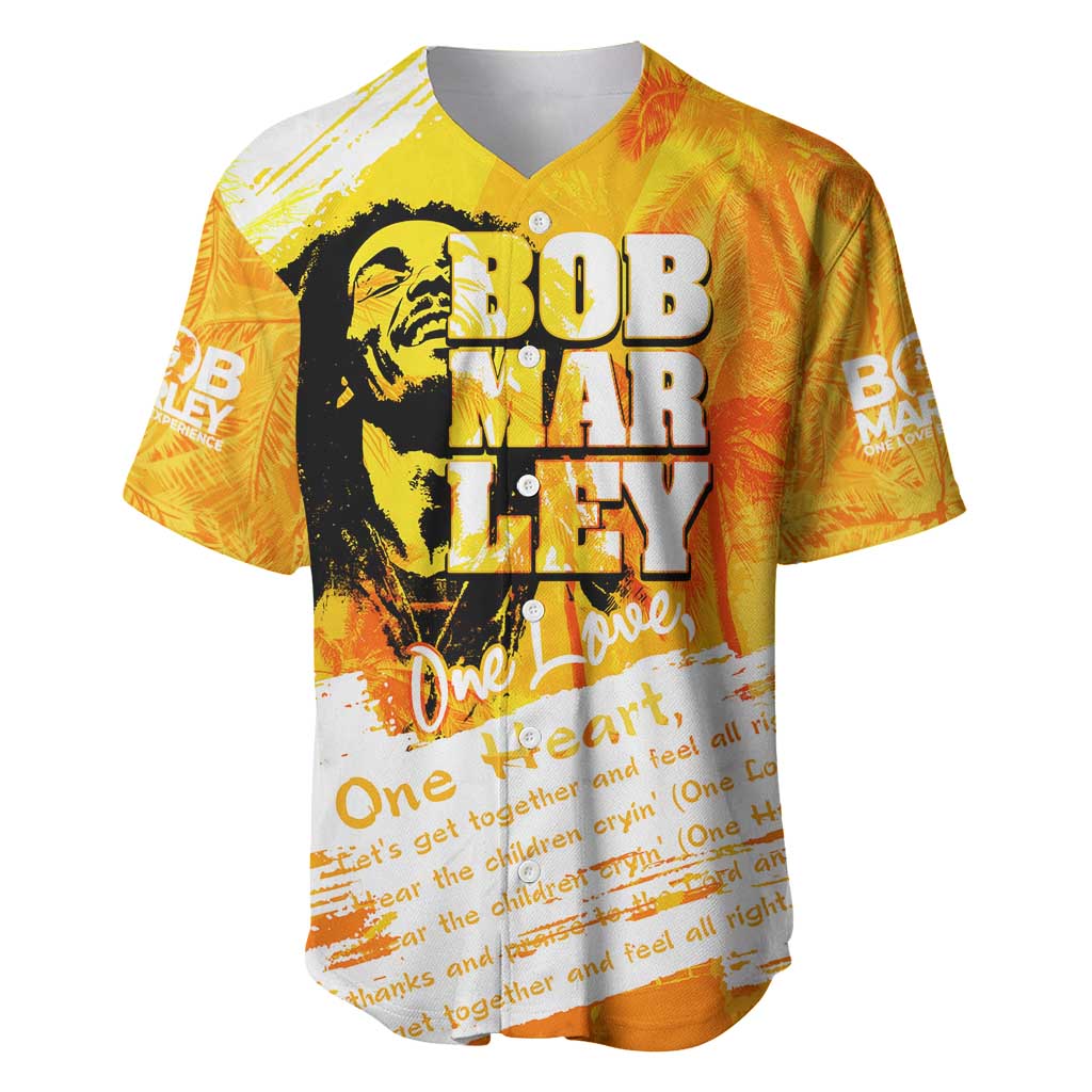 Legend Bob Reggae Baseball Jersey One Love One Heart Tropical Leaf