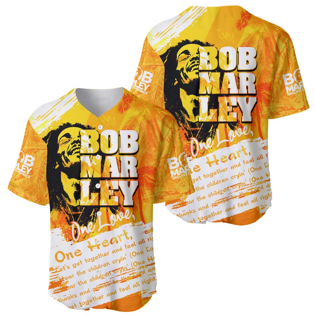 Legend Bob Reggae Baseball Jersey One Love One Heart Tropical Leaf