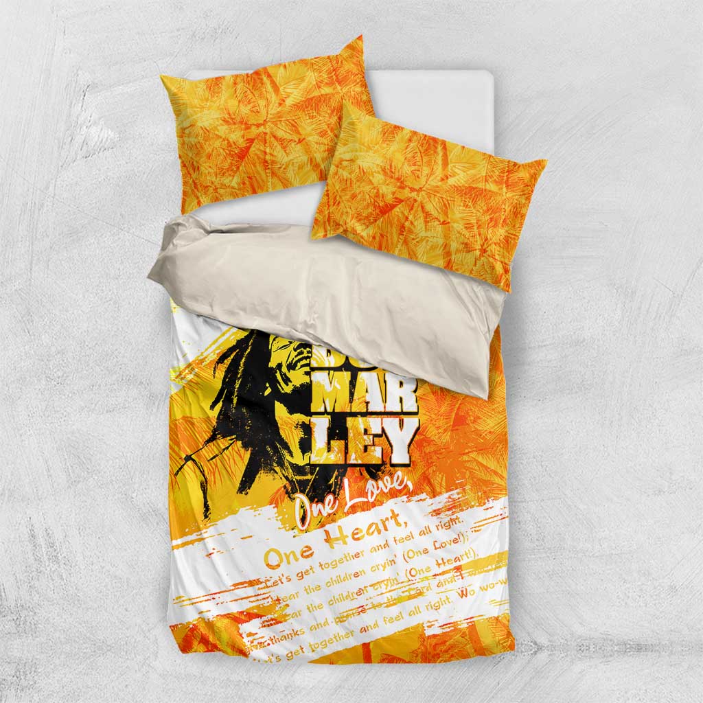 Legend Bob Reggae Bedding Set One Love One Heart Tropical Leaf