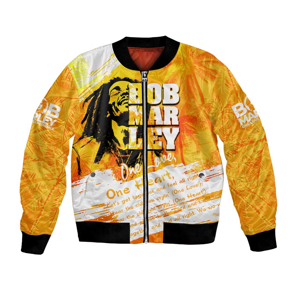 Legend Bob Reggae Bomber Jacket One Love One Heart Tropical Leaf