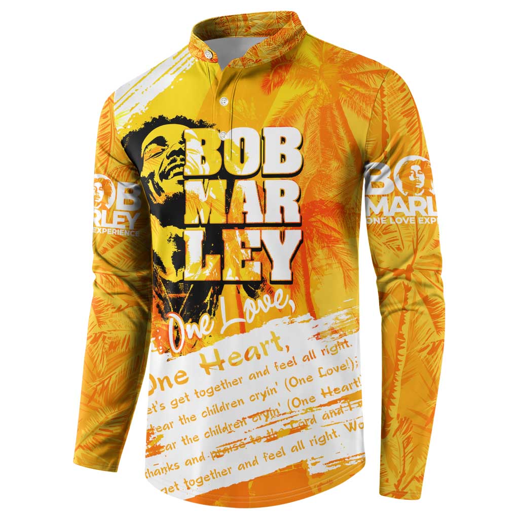 Legend Bob Reggae Button Sweatshirt One Love One Heart Tropical Leaf