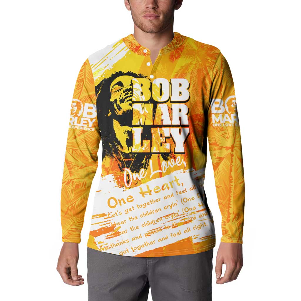 Legend Bob Reggae Button Sweatshirt One Love One Heart Tropical Leaf