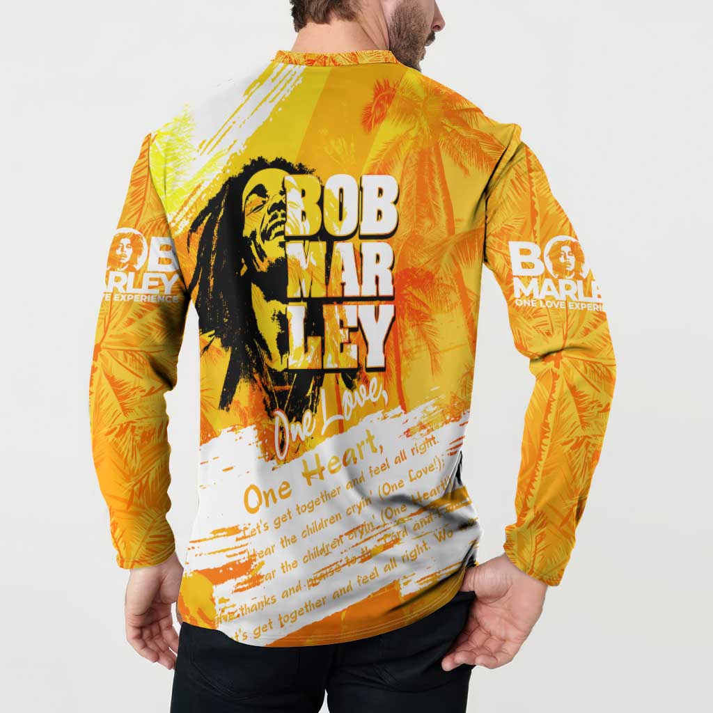 Legend Bob Reggae Button Sweatshirt One Love One Heart Tropical Leaf