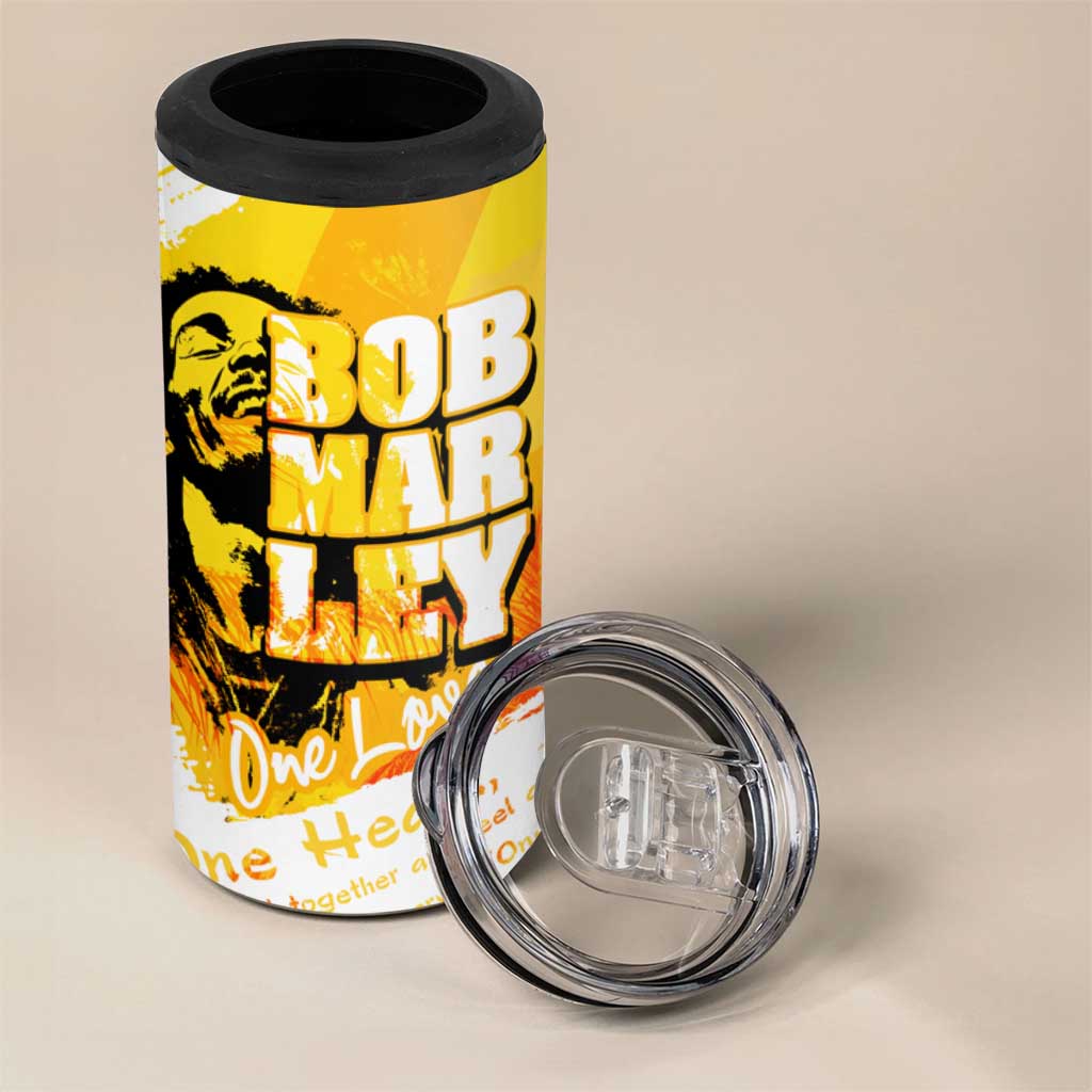 Legend Bob Reggae 4 in 1 Can Cooler Tumbler One Love One Heart Tropical Leaf