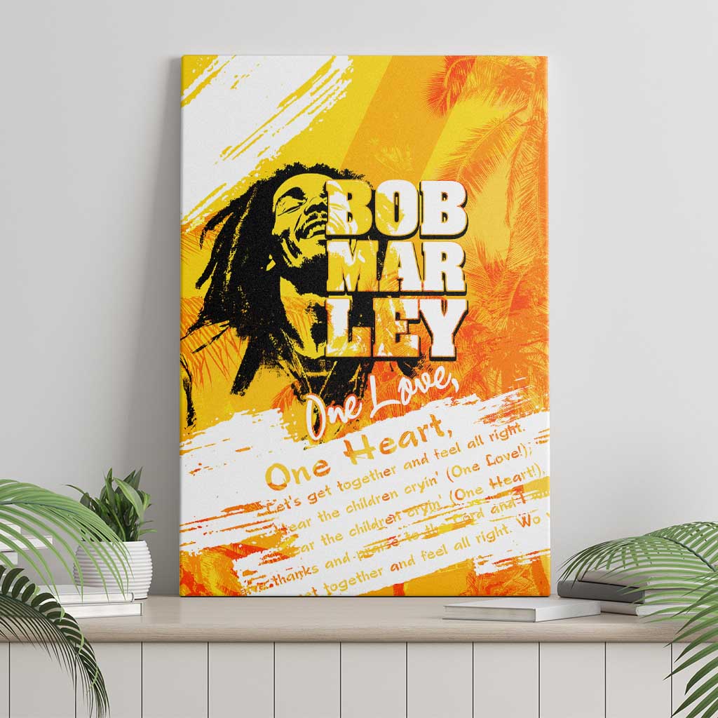 Legend Bob Reggae Canvas Wall Art One Love One Heart Tropical Leaf
