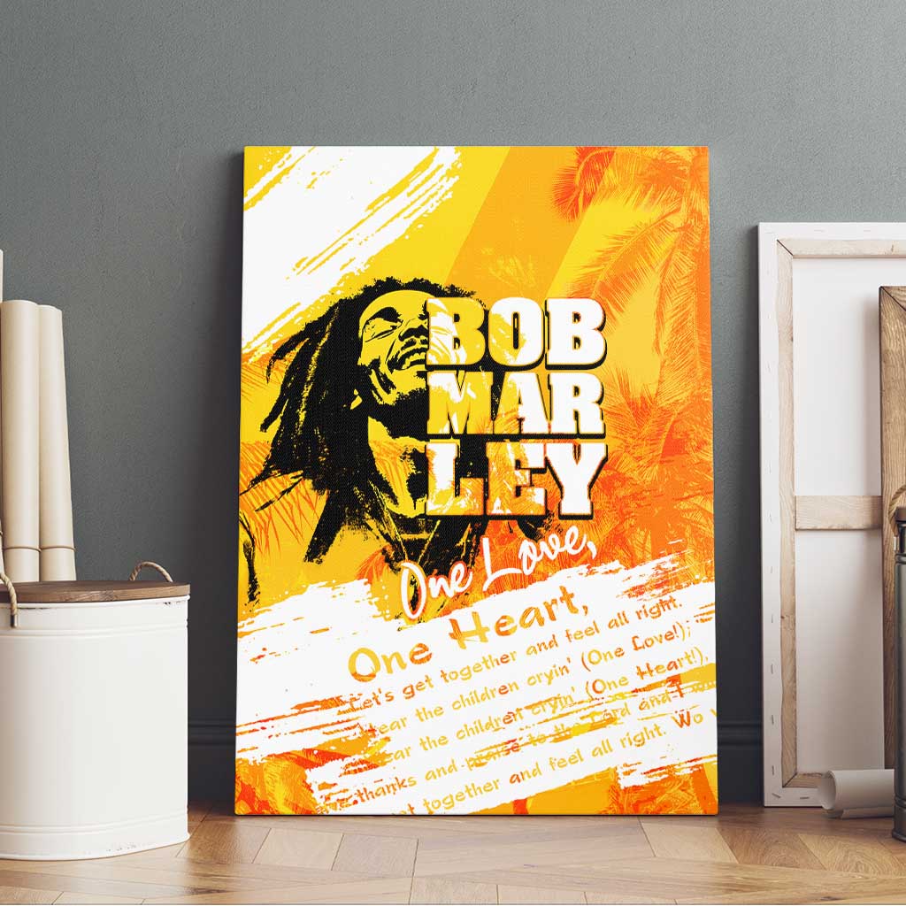 Legend Bob Reggae Canvas Wall Art One Love One Heart Tropical Leaf