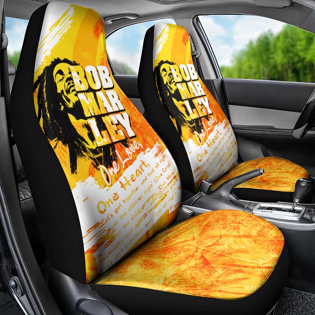 Legend Bob Reggae Car Seat Cover One Love One Heart Tropical Leaf