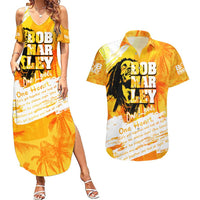 Legend Bob Reggae Couples Matching Summer Maxi Dress and Hawaiian Shirt One Love One Heart Tropical Leaf