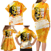 Legend Bob Reggae Family Matching Long Sleeve Bodycon Dress and Hawaiian Shirt One Love One Heart Tropical Leaf