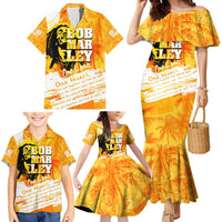 Legend Bob Reggae Family Matching Mermaid Dress and Hawaiian Shirt One Love One Heart Tropical Leaf