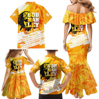Legend Bob Reggae Family Matching Mermaid Dress and Hawaiian Shirt One Love One Heart Tropical Leaf