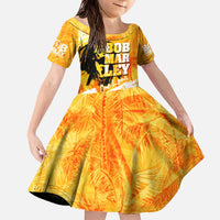 Legend Bob Reggae Family Matching Off The Shoulder Long Sleeve Dress and Hawaiian Shirt One Love One Heart Tropical Leaf