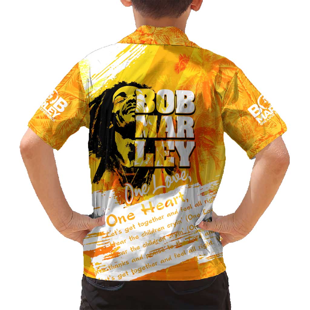 Legend Bob Reggae Family Matching Off Shoulder Maxi Dress and Hawaiian Shirt One Love One Heart Tropical Leaf