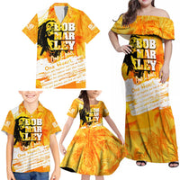 Legend Bob Reggae Family Matching Off Shoulder Maxi Dress and Hawaiian Shirt One Love One Heart Tropical Leaf