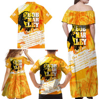 Legend Bob Reggae Family Matching Off Shoulder Maxi Dress and Hawaiian Shirt One Love One Heart Tropical Leaf