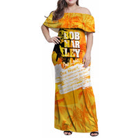 Legend Bob Reggae Family Matching Off Shoulder Maxi Dress and Hawaiian Shirt One Love One Heart Tropical Leaf