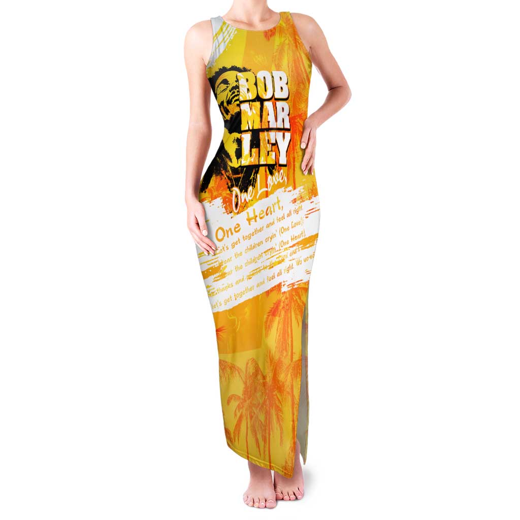 Legend Bob Reggae Family Matching Tank Maxi Dress and Hawaiian Shirt One Love One Heart Tropical Leaf