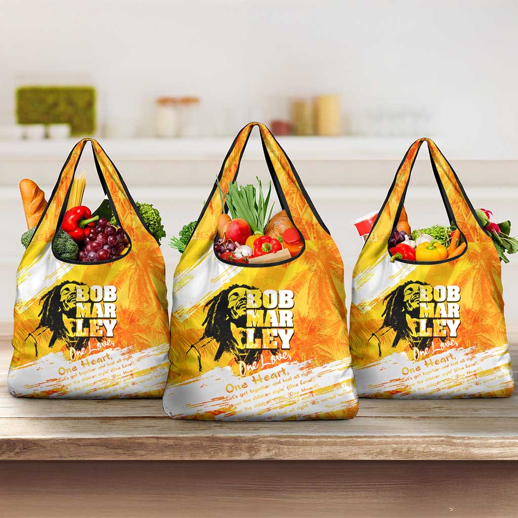 Legend Bob Reggae Grocery Bag One Love One Heart Tropical Leaf
