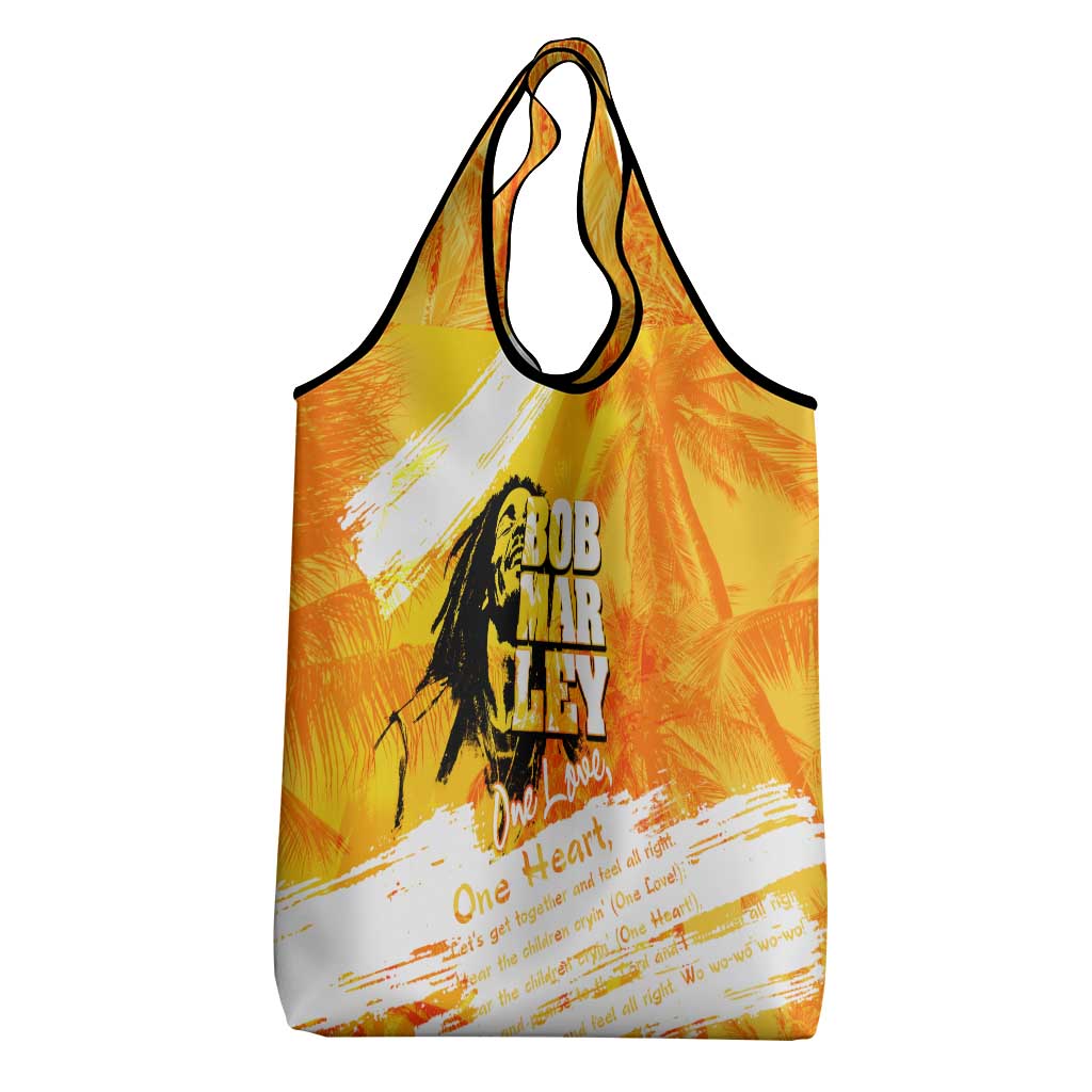 Legend Bob Reggae Grocery Bag One Love One Heart Tropical Leaf