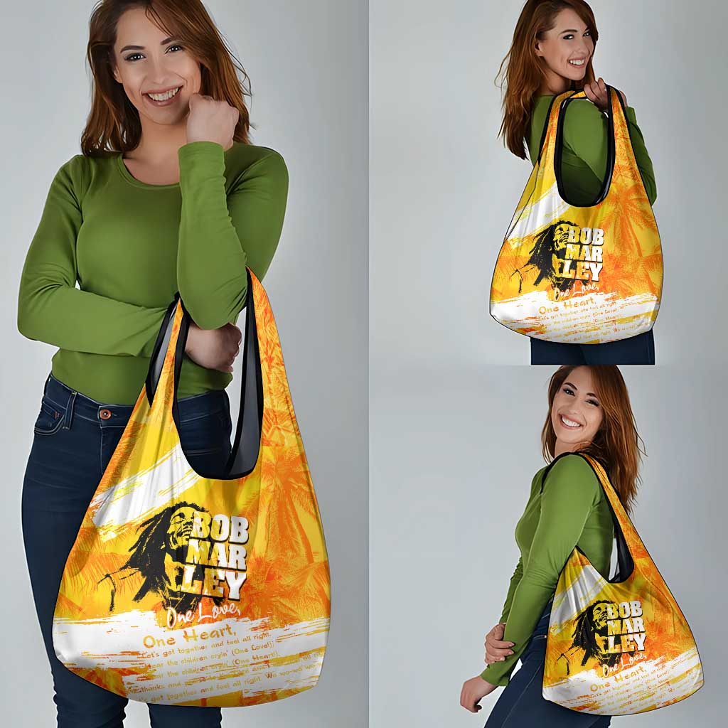 Legend Bob Reggae Grocery Bag One Love One Heart Tropical Leaf