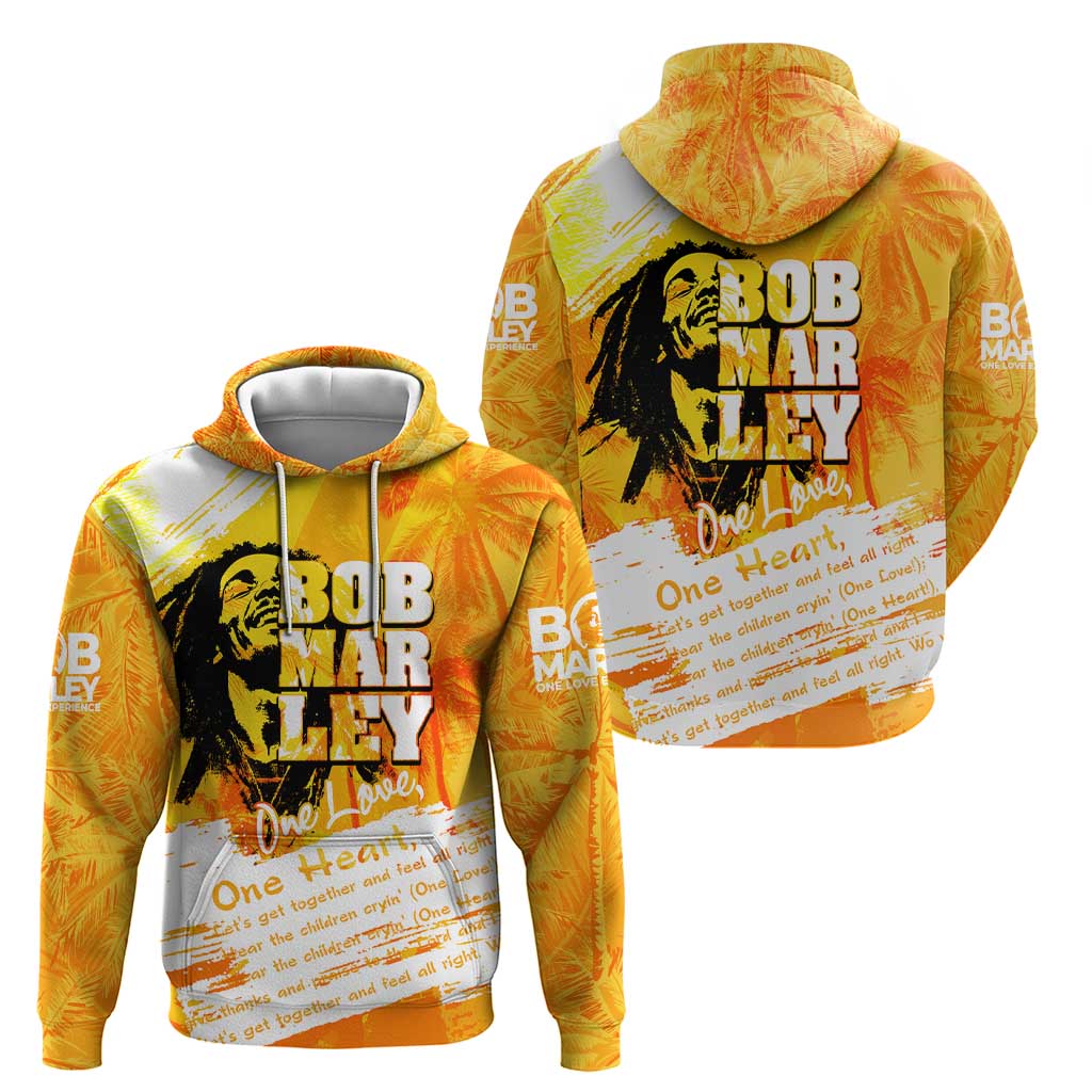 Legend Bob Reggae Hoodie One Love One Heart Tropical Leaf