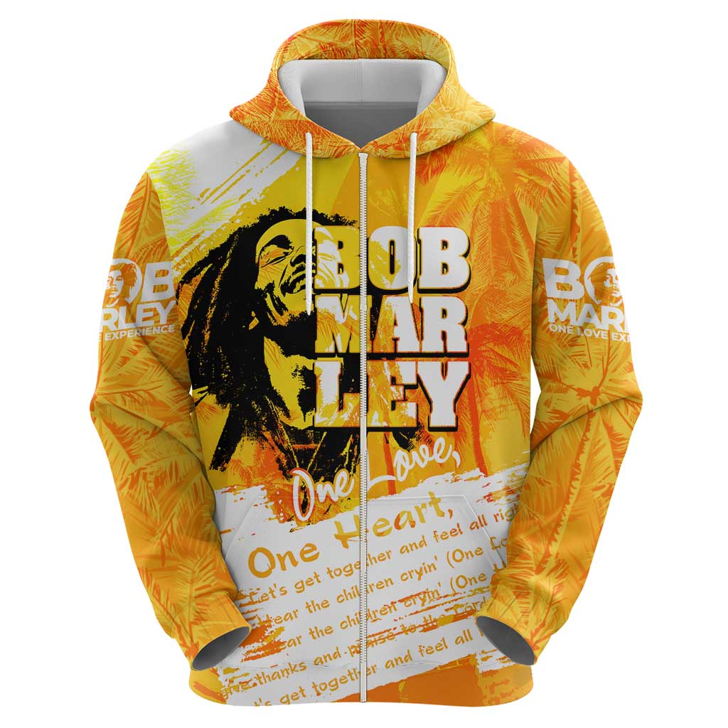 Legend Bob Reggae Hoodie One Love One Heart Tropical Leaf