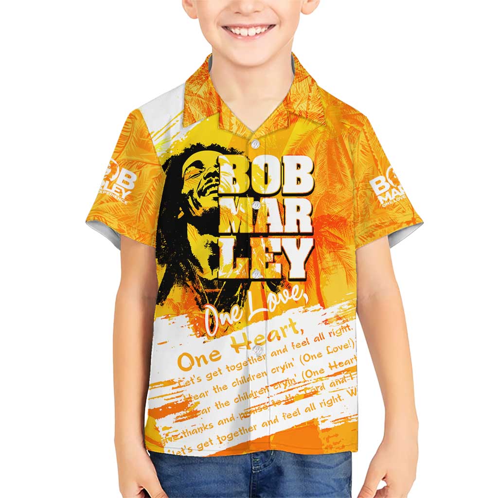 Legend Bob Reggae Kid Hawaiian Shirt One Love One Heart Tropical Leaf