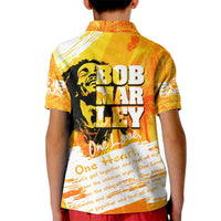 Legend Bob Reggae Kid Polo Shirt One Love One Heart Tropical Leaf
