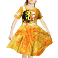 Legend Bob Reggae Kid Short Sleeve Dress One Love One Heart Tropical Leaf