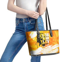 Legend Bob Reggae Leather Tote Bag One Love One Heart Tropical Leaf
