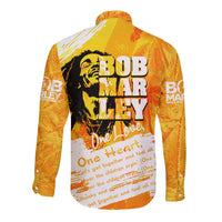 Legend Bob Reggae Long Sleeve Button Shirt One Love One Heart Tropical Leaf