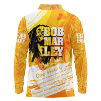 Legend Bob Reggae Long Sleeve Polo Shirt One Love One Heart Tropical Leaf