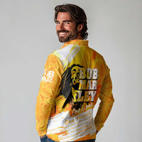 Legend Bob Reggae Long Sleeve Polo Shirt One Love One Heart Tropical Leaf