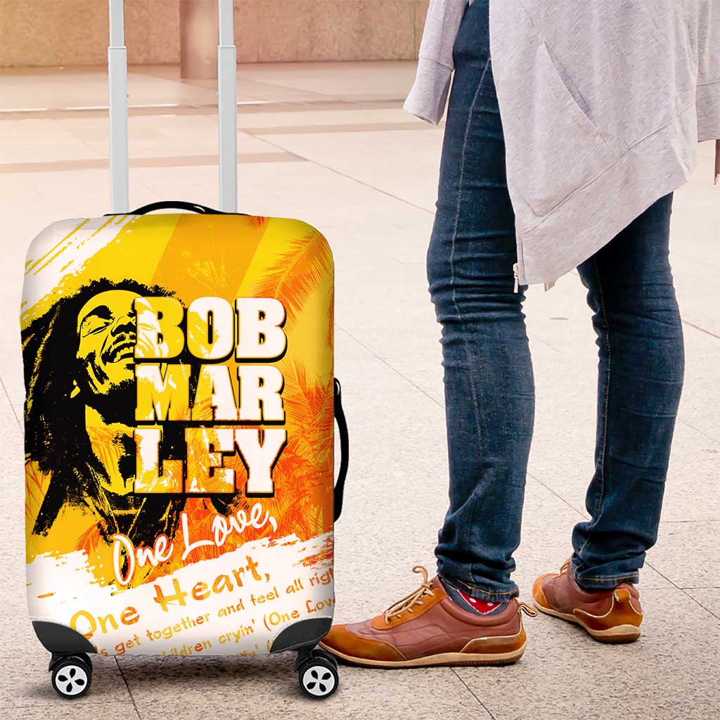 Legend Bob Reggae Luggage Cover One Love One Heart Tropical Leaf