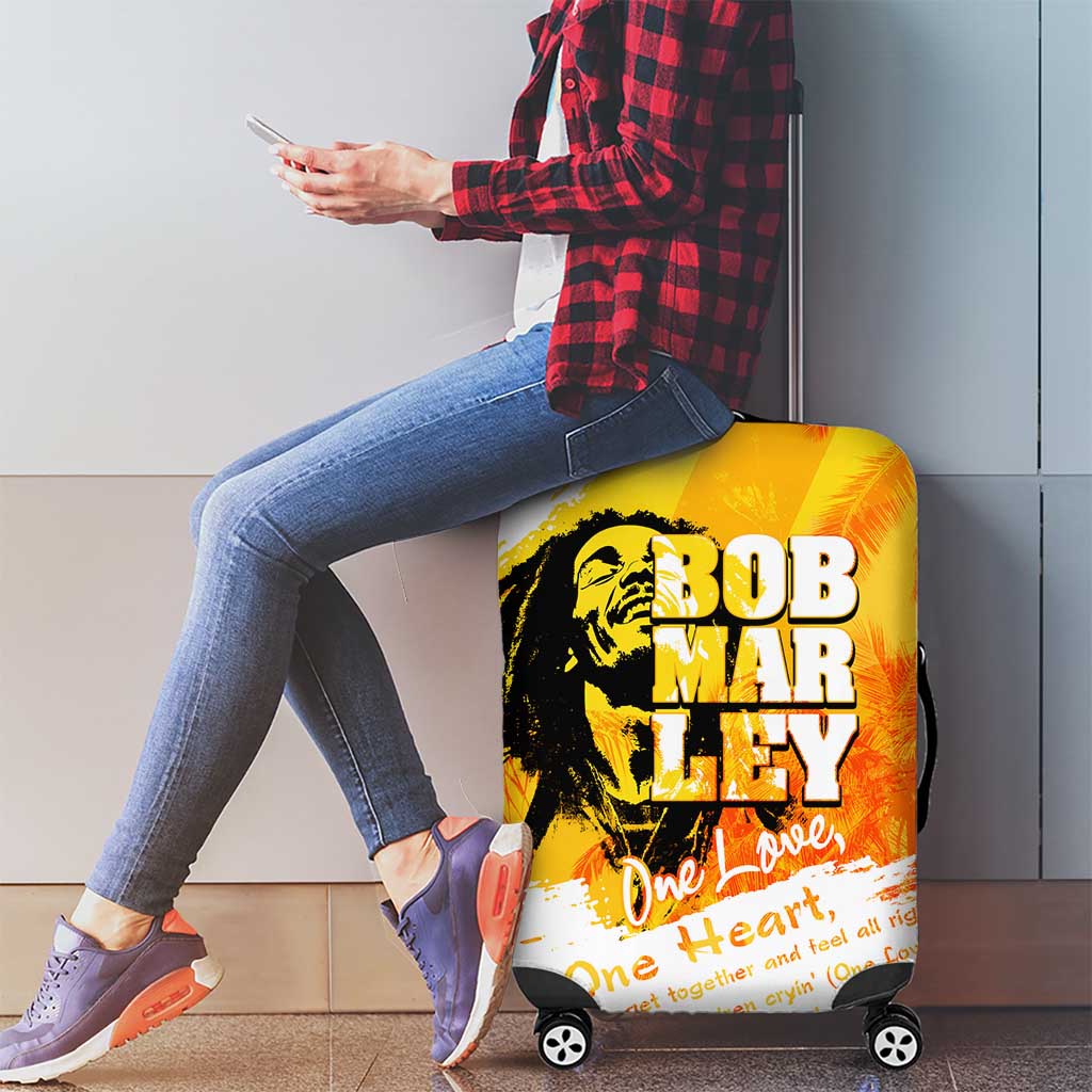 Legend Bob Reggae Luggage Cover One Love One Heart Tropical Leaf