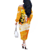 Legend Bob Reggae Off The Shoulder Long Sleeve Dress One Love One Heart Tropical Leaf