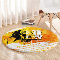 Legend Bob Reggae Round Carpet One Love One Heart Tropical Leaf