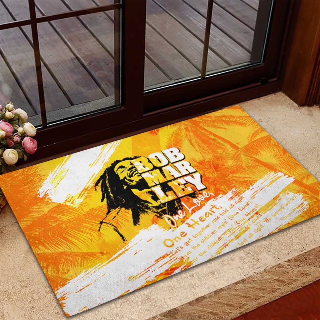 Legend Bob Reggae Rubber Doormat One Love One Heart Tropical Leaf