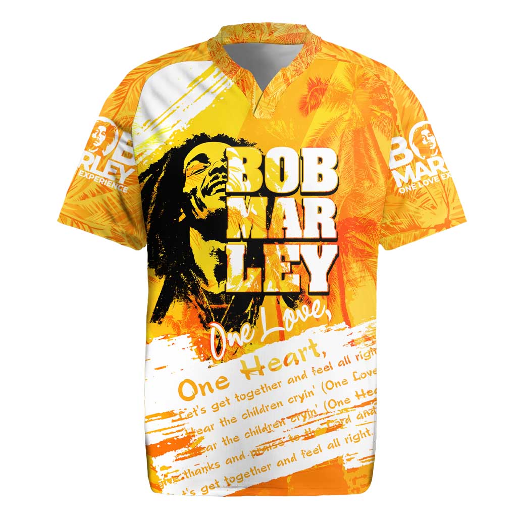 Legend Bob Reggae Rugby Jersey One Love One Heart Tropical Leaf