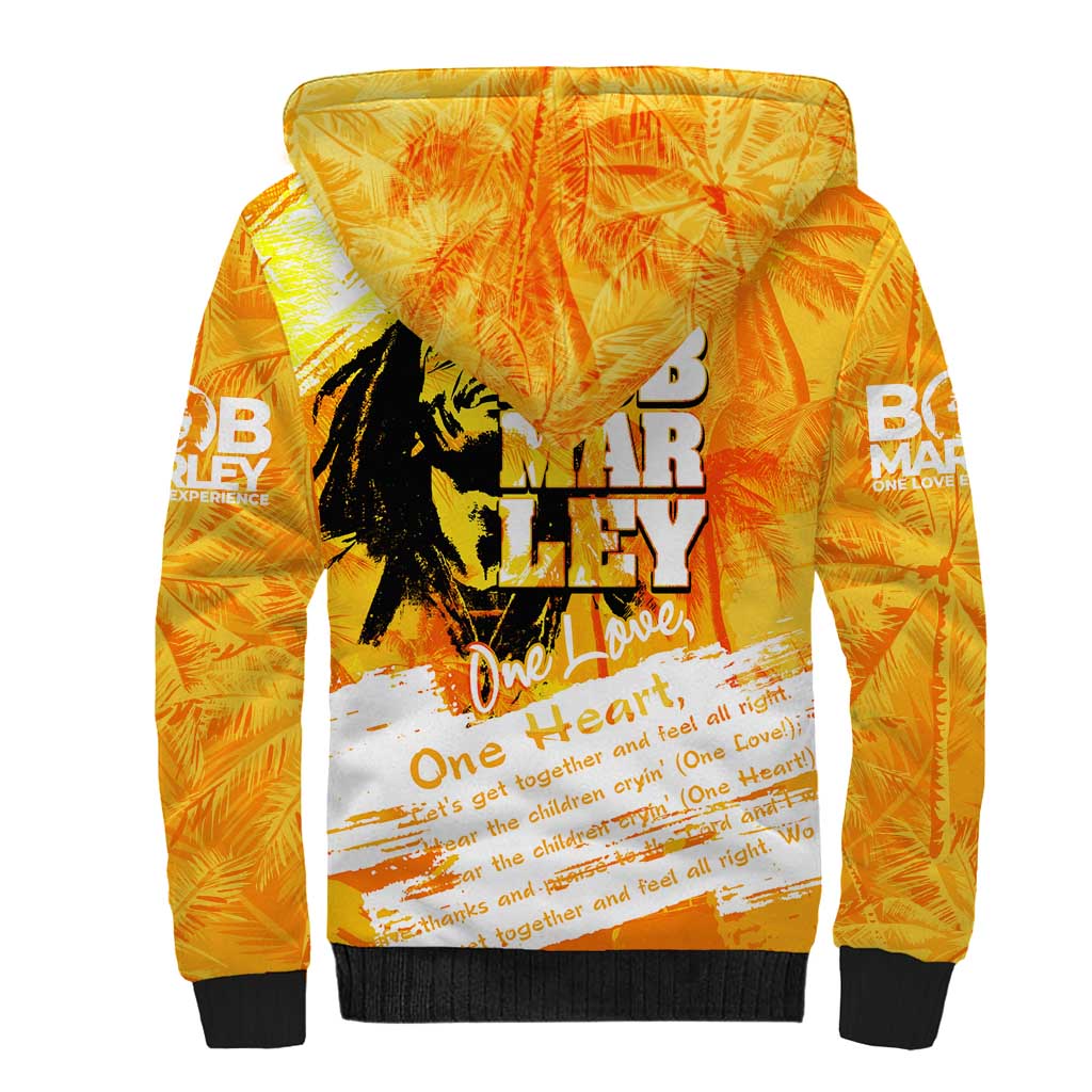 Legend Bob Reggae Sherpa Hoodie One Love One Heart Tropical Leaf