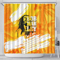 Legend Bob Reggae Shower Curtain One Love One Heart Tropical Leaf